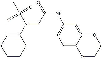 2-[cyclohexyl(methylsulfonyl)amino]-N-(2,3-dihydro-1,4-benzodioxin-6-yl)acetamide,,结构式