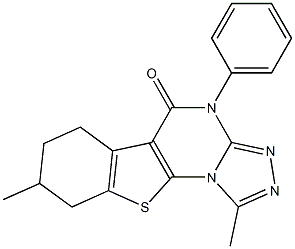 1,8-dimethyl-4-phenyl-6,7,8,9-tetrahydro[1]benzothieno[3,2-e][1,2,4]triazolo[4,3-a]pyrimidin-5(4H)-one Structure