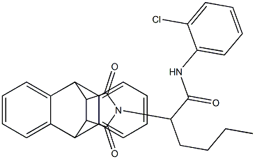 N-(2-chlorophenyl)-2-(16,18-dioxo-17-azapentacyclo[6.6.5.0~2,7~.0~9,14~.0~15,19~]nonadeca-2,4,6,9,11,13-hexaen-17-yl)hexanamide Struktur