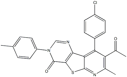 8-acetyl-9-(4-chlorophenyl)-7-methyl-3-(4-methylphenyl)pyrido[3',2':4,5]thieno[3,2-d]pyrimidin-4(3H)-one 结构式