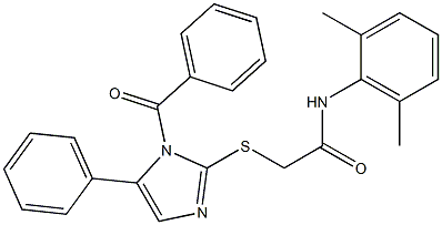 2-[(1-benzoyl-5-phenyl-1H-imidazol-2-yl)sulfanyl]-N-(2,6-dimethylphenyl)acetamide,,结构式