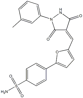 4-(5-{[1-(3-methylphenyl)-3,5-dioxo-4-pyrazolidinylidene]methyl}-2-furyl)benzenesulfonamide Structure