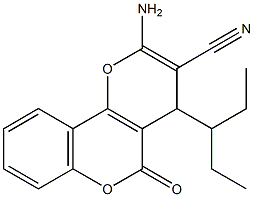 2-amino-4-(1-ethylpropyl)-5-oxo-4H,5H-pyrano[3,2-c]chromene-3-carbonitrile Structure