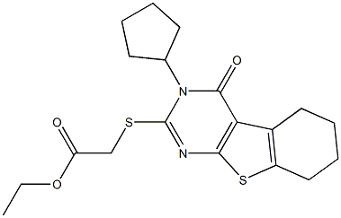 ethyl [(3-cyclopentyl-4-oxo-3,4,5,6,7,8-hexahydro[1]benzothieno[2,3-d]pyrimidin-2-yl)sulfanyl]acetate Structure