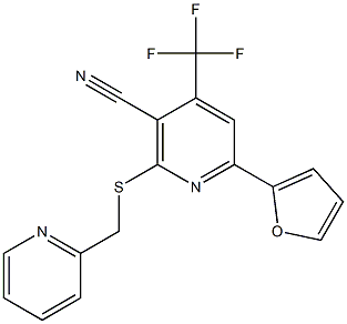 6-(2-furyl)-2-[(pyridin-2-ylmethyl)sulfanyl]-4-(trifluoromethyl)nicotinonitrile 化学構造式