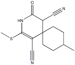 9-methyl-2-(methylsulfanyl)-4-oxo-3-azaspiro[5.5]undec-1-ene-1,5-dicarbonitrile,,结构式