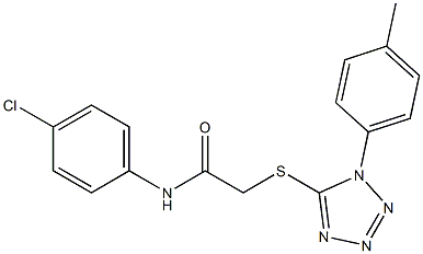 N-(4-chlorophenyl)-2-{[1-(4-methylphenyl)-1H-tetraazol-5-yl]sulfanyl}acetamide 化学構造式