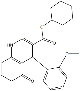 cyclohexyl 2-methyl-4-[2-(methyloxy)phenyl]-5-oxo-1,4,5,6,7,8-hexahydroquinoline-3-carboxylate Structure