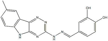 3,4-dihydroxybenzaldehyde (8-methyl-5H-[1,2,4]triazino[5,6-b]indol-3-yl)hydrazone 结构式