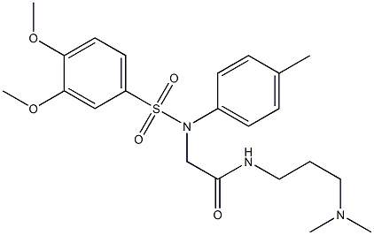 2-[{[3,4-bis(methyloxy)phenyl]sulfonyl}(4-methylphenyl)amino]-N-[3-(dimethylamino)propyl]acetamide 化学構造式