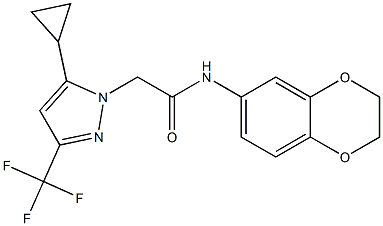 2-[5-cyclopropyl-3-(trifluoromethyl)-1H-pyrazol-1-yl]-N-(2,3-dihydro-1,4-benzodioxin-6-yl)acetamide Struktur