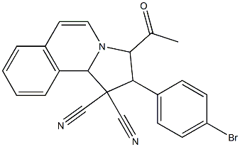 3-acetyl-2-(4-bromophenyl)-2,3-dihydropyrrolo[2,1-a]isoquinoline-1,1(10bH)-dicarbonitrile 化学構造式