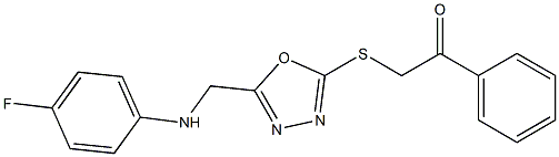 2-[(5-{[(4-fluorophenyl)amino]methyl}-1,3,4-oxadiazol-2-yl)sulfanyl]-1-phenylethanone 结构式
