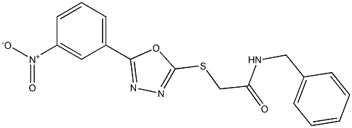 2-[(5-{3-nitrophenyl}-1,3,4-oxadiazol-2-yl)sulfanyl]-N-(phenylmethyl)acetamide,,结构式