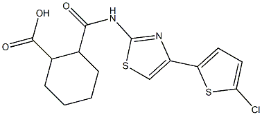 2-({[4-(5-chloro-2-thienyl)-1,3-thiazol-2-yl]amino}carbonyl)cyclohexanecarboxylic acid 化学構造式