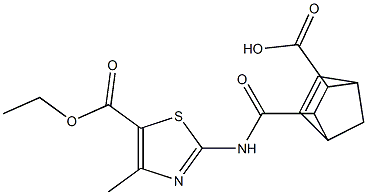 3-({[5-(ethoxycarbonyl)-4-methyl-1,3-thiazol-2-yl]amino}carbonyl)bicyclo[2.2.1]hept-5-ene-2-carboxylic acid 化学構造式