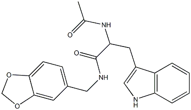 2-(acetylamino)-N-(1,3-benzodioxol-5-ylmethyl)-3-(1H-indol-3-yl)propanamide 化学構造式