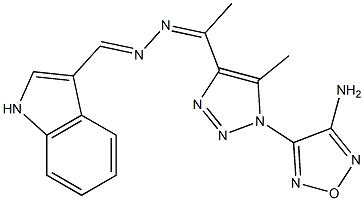 1H-indole-3-carbaldehyde {1-[1-(4-amino-1,2,5-oxadiazol-3-yl)-5-methyl-1H-1,2,3-triazol-4-yl]ethylidene}hydrazone 结构式