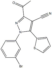 3-acetyl-1-(3-bromophenyl)-5-(2-thienyl)-1H-pyrazole-4-carbonitrile 化学構造式