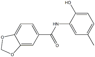 N-(2-hydroxy-5-methylphenyl)-1,3-benzodioxole-5-carboxamide,,结构式