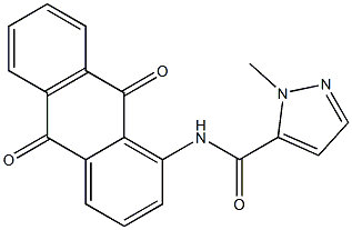 N-(9,10-dioxo-9,10-dihydro-1-anthracenyl)-1-methyl-1H-pyrazole-5-carboxamide,,结构式