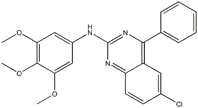 N-(6-chloro-4-phenyl-2-quinazolinyl)-N-(3,4,5-trimethoxyphenyl)amine 化学構造式