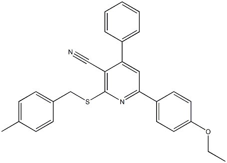 6-(4-ethoxyphenyl)-2-[(4-methylbenzyl)sulfanyl]-4-phenylnicotinonitrile 化学構造式