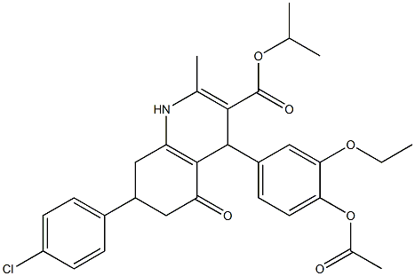 isopropyl 4-[4-(acetyloxy)-3-ethoxyphenyl]-7-(4-chlorophenyl)-2-methyl-5-oxo-1,4,5,6,7,8-hexahydro-3-quinolinecarboxylate Structure