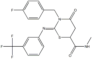 3-(4-fluorobenzyl)-N-methyl-4-oxo-2-{[3-(trifluoromethyl)phenyl]imino}-1,3-thiazinane-6-carboxamide Struktur
