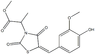 methyl 2-[5-(4-hydroxy-3-methoxybenzylidene)-2,4-dioxo-1,3-thiazolidin-3-yl]propanoate,,结构式