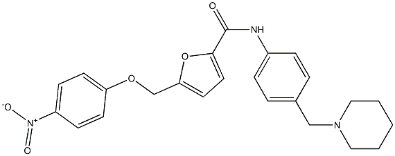 5-({4-nitrophenoxy}methyl)-N-[4-(1-piperidinylmethyl)phenyl]-2-furamide Struktur