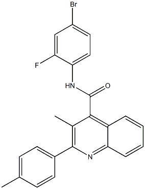 N-(4-bromo-2-fluorophenyl)-3-methyl-2-(4-methylphenyl)-4-quinolinecarboxamide,,结构式