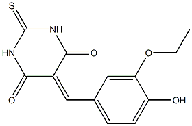 5-(3-ethoxy-4-hydroxybenzylidene)-2-thioxodihydro-4,6(1H,5H)-pyrimidinedione Structure
