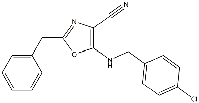 2-benzyl-5-[(4-chlorobenzyl)amino]-1,3-oxazole-4-carbonitrile 化学構造式