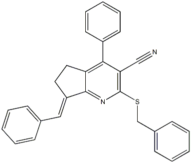  7-benzylidene-2-(benzylsulfanyl)-4-phenyl-6,7-dihydro-5H-cyclopenta[b]pyridine-3-carbonitrile