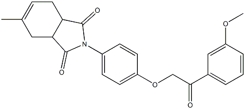 2-{4-[2-(3-methoxyphenyl)-2-oxoethoxy]phenyl}-5-methyl-3a,4,7,7a-tetrahydro-1H-isoindole-1,3(2H)-dione 化学構造式