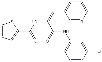 N-[1-[(3-chloroanilino)carbonyl]-2-(3-pyridinyl)vinyl]-2-thiophenecarboxamide 化学構造式