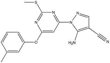 5-amino-1-[6-(3-methylphenoxy)-2-(methylsulfanyl)-4-pyrimidinyl]-1H-pyrazole-4-carbonitrile 结构式
