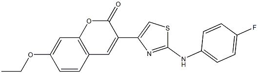 7-ethoxy-3-[2-(4-fluoroanilino)-1,3-thiazol-4-yl]-2H-chromen-2-one 化学構造式