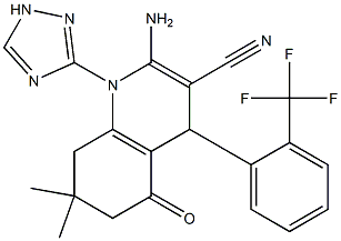 2-amino-7,7-dimethyl-5-oxo-1-(1H-1,2,4-triazol-3-yl)-4-[2-(trifluoromethyl)phenyl]-1,4,5,6,7,8-hexahydro-3-quinolinecarbonitrile Structure