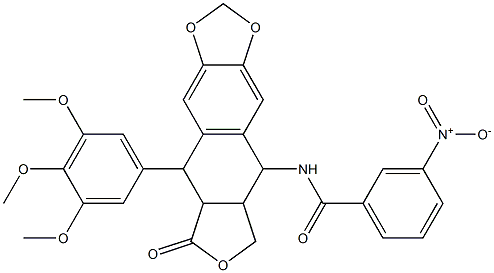 3-nitro-N-[8-oxo-9-(3,4,5-trimethoxyphenyl)-5,5a,6,8,8a,9-hexahydrofuro[3',4':6,7]naphtho[2,3-d][1,3]dioxol-5-yl]benzamide Structure