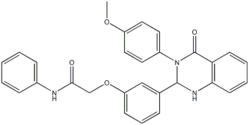 2-{3-[3-(4-methoxyphenyl)-4-oxo-1,2,3,4-tetrahydro-2-quinazolinyl]phenoxy}-N-phenylacetamide 化学構造式