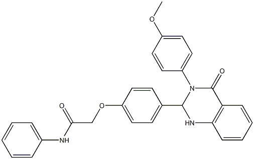 2-{4-[3-(4-methoxyphenyl)-4-oxo-1,2,3,4-tetrahydro-2-quinazolinyl]phenoxy}-N-phenylacetamide 结构式