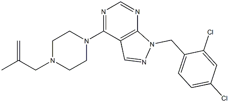 1-(2,4-dichlorobenzyl)-4-[4-(2-methyl-2-propenyl)-1-piperazinyl]-1H-pyrazolo[3,4-d]pyrimidine 化学構造式