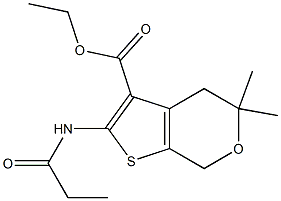 ethyl 5,5-dimethyl-2-(propionylamino)-4,7-dihydro-5H-thieno[2,3-c]pyran-3-carboxylate,,结构式