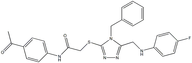 N-(4-acetylphenyl)-2-({4-benzyl-5-[(4-fluoroanilino)methyl]-4H-1,2,4-triazol-3-yl}sulfanyl)acetamide,,结构式