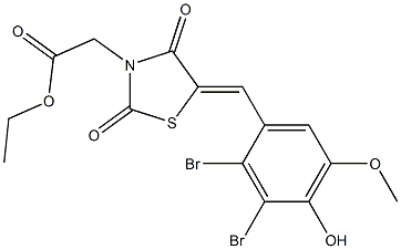 ethyl [5-(2,3-dibromo-4-hydroxy-5-methoxybenzylidene)-2,4-dioxo-1,3-thiazolidin-3-yl]acetate Structure