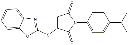 3-(1,3-benzoxazol-2-ylsulfanyl)-1-(4-isopropylphenyl)-2,5-pyrrolidinedione Struktur