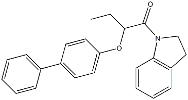 1-[2-([1,1'-biphenyl]-4-yloxy)butanoyl]indoline Struktur