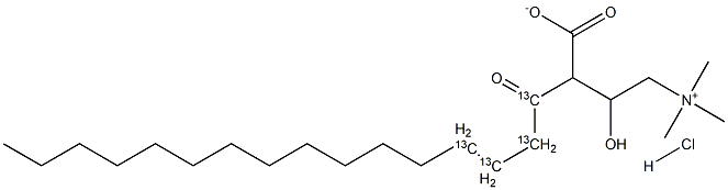 Palmitoyl-1,2,3,4-13C4-L-carnitine  hydrochloride,,结构式